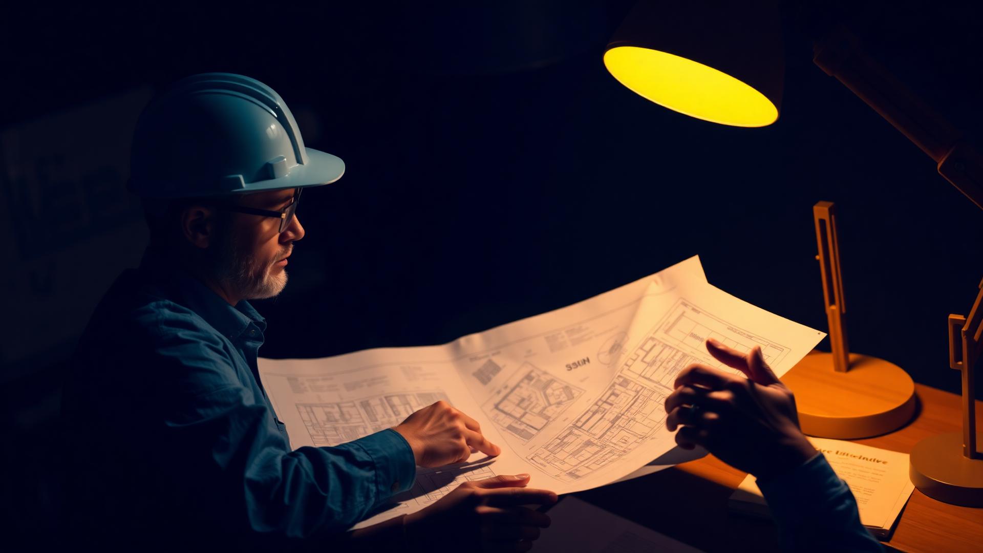 Consultant analysant des plans
